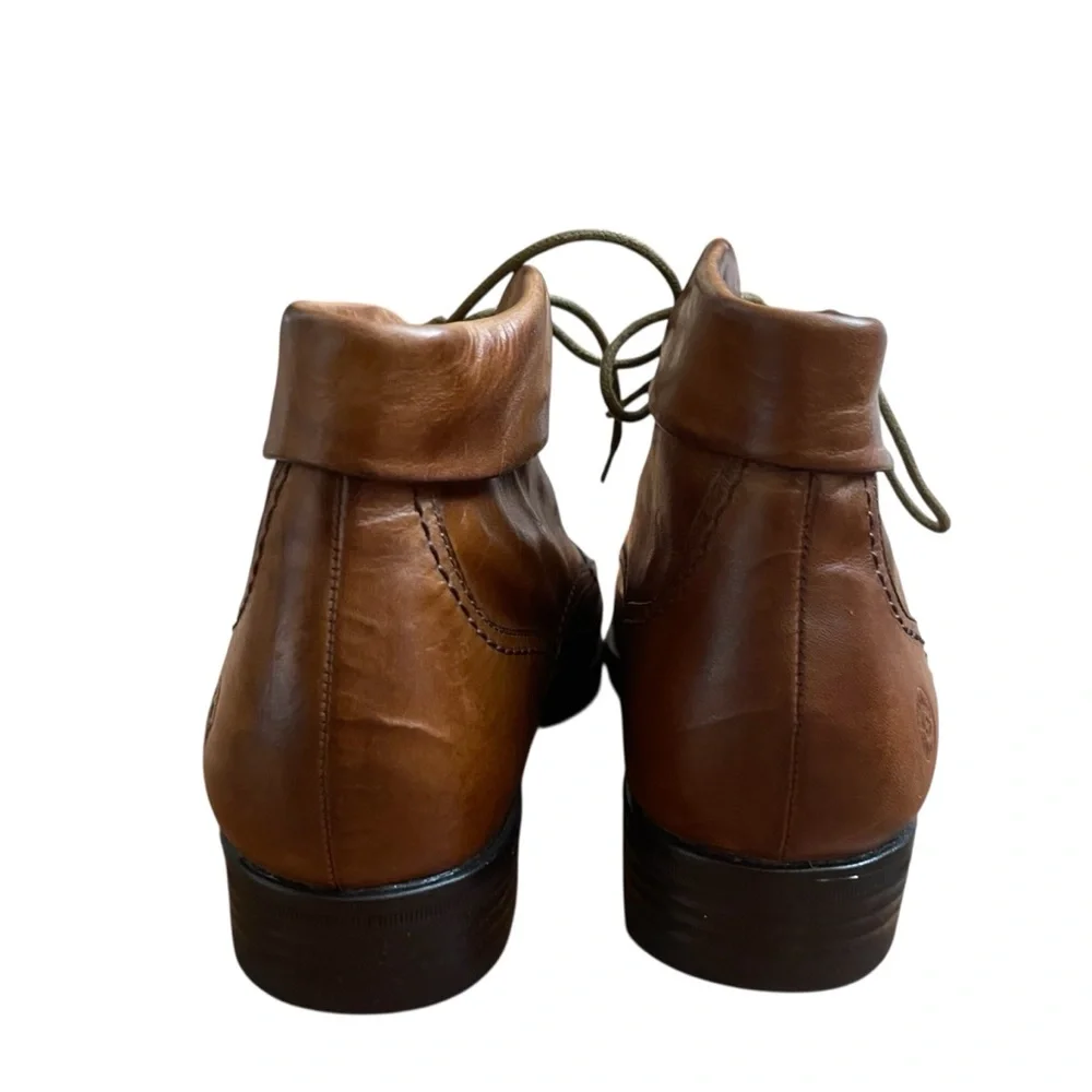 Earth Spirit Yasmin Brown Leather Ankle Boots Cap Toe Lace Up Comfort Booties 8 - Picture 8 of 11